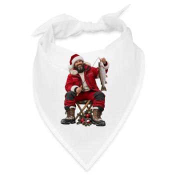 Weihnachtsfischer mit Fang - Bandana - Weiß - Vorne