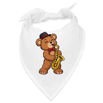 Teddy mit Saxophon - Bandana - Weiß - Vorne
