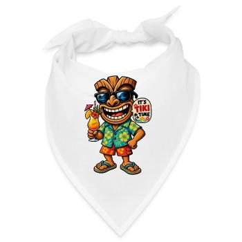 It's Tiki Time – Tiki Cocktail & Urlaubsfeeling - Bandana - Weiß - Vorne
