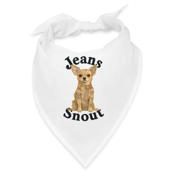 Beiger Kurzhaar-Chihuahua im Jeans-Flicken-Stil - Bandana - Weiß - Vorne
