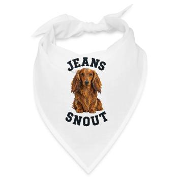 Roter Langhaardackel im Jeansflicken-Stil - Bandana - Weiß - Vorne