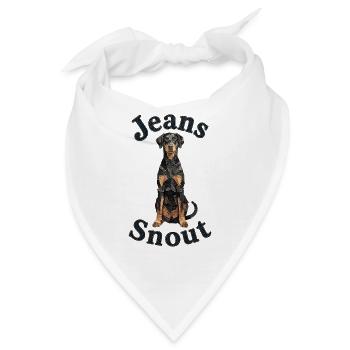 Schwarzer Dobermann im Jeansflicken-Stil - Bandana - Weiß - Vorne