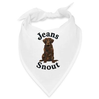Brauner Labrador Retriever im Jeansflicken-Stil - Bandana - Weiß - Vorne