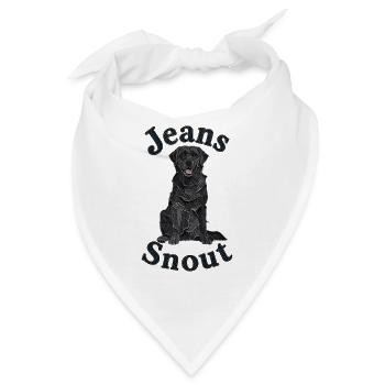 Schwarzer Labrador Retriever im Jeansflicken-Stil - Bandana - Weiß - Vorne