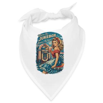 Rockabilly Pin-Up Girl: 50s Diner & Jukebox - Bandana - Weiß - Vorne
