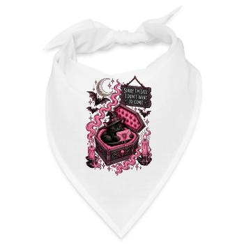 Gothische Katze im pinken Sarg - Bandana - Weiß - Vorne