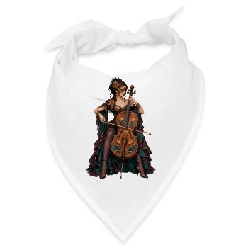 Cello Diva im ArtNouveau Gewand - Bandana - Weiß - Vorne