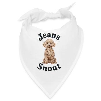 Blonder Pudel im Jeansflicken-Stil - Bandana - Weiß - Vorne