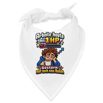 Arbeite heute mit 1 HP – Gamer müde Büro Pixel - Bandana - Weiß - Vorne
