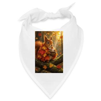 Herbstfreund Eichhörnchen mit Becher - Bandana - Weiß - Vorne