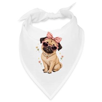 Mops Hund süßer Mops niedlicher Mops - Bandana - Weiß - Vorne