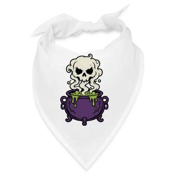 Hexenkessel Rauch Totenkopf Magic Gothic Shirt - Bandana - Weiß - Vorne