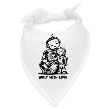 Built with Love – Niedlicher Roboter-Elternteil und Kind - Bandana - Weiß - Vorne