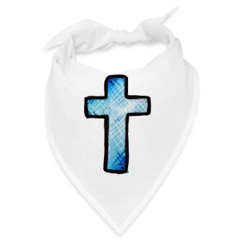 Blaues Gitterkreuz - Bandana - Weiß - Vorne