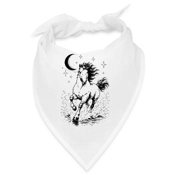 Himmlische Pferde-Halbmond-Tuschzeichnung - Bandana - Weiß - Vorne