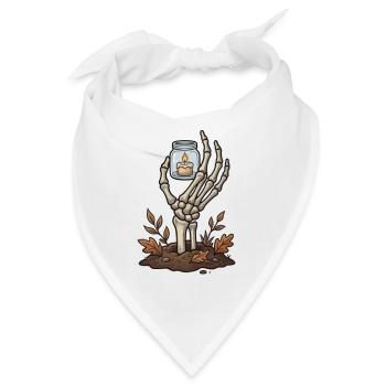 Skeletthand mit brennendem Licht - Bandana - Weiß - Vorne