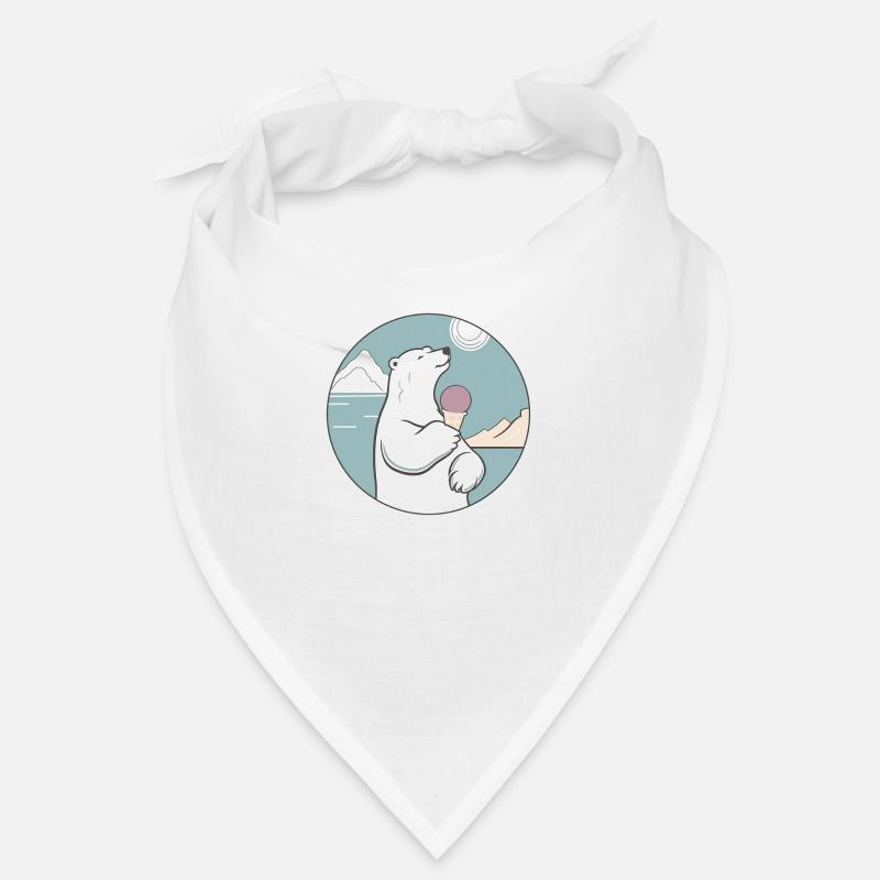 Eisbär mit Eiscreme am Nordpol - Bandana - Weiß
