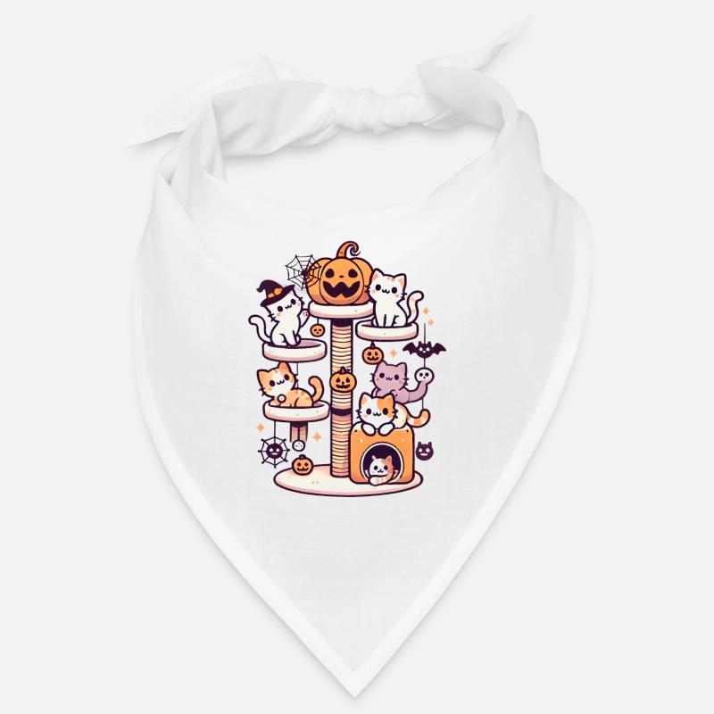 Arbre à chat d’Halloween avec de mignons chatons Bandana