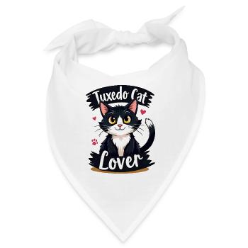 Tuxedo Cat Lover - Geschenk - Bandana - Weiß - Vorne
