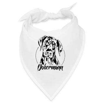 DOBERMANN Hundeportrait Wilsigns Hund Hunde IGP - Bandana - Weiß - Vorne