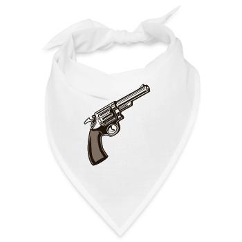 Revolver Pistole Waffe Knarre - Bandana - Weiß - Vorne