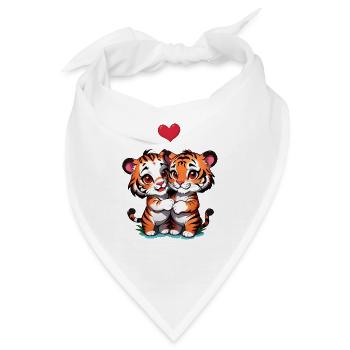 Verschenke diese süßen Tiger zum Valentinstag - Bandana - Weiß - Vorne