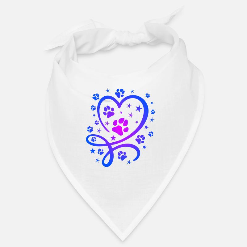 Buntes Herz mit Pfötchen und Sternen Bandana