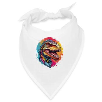 Buntes Tyrannosaurus Rex Portrait - Bandana - Weiß - Vorne