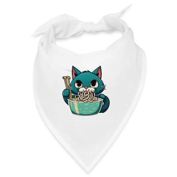 Katze isst Instant Noldes - Bandana - Weiß - Vorne