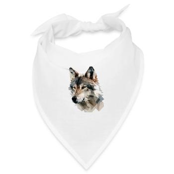 Ausdrucksstarker Polygon-Wolf – Wildtier - Bandana - Weiß - Vorne