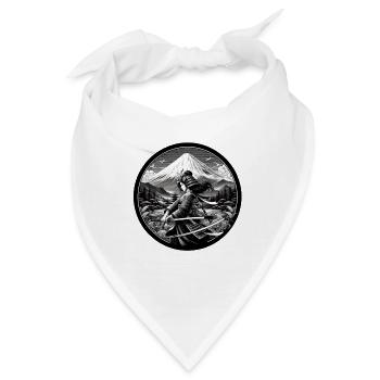 Samurai-Frau mit Katana vor Fuji - Bandana - Weiß - Vorne