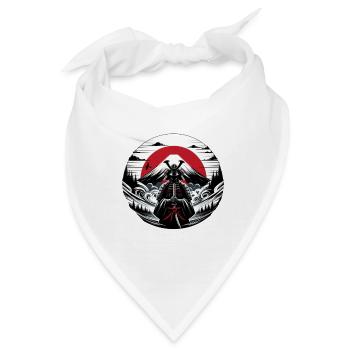 Schattenkrieger vor Fuji und roter Sonne - Bandana - Weiß - Vorne