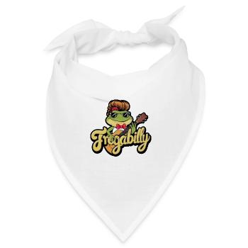 Cartoon-Frosch mit Rockabilly-Haarschnitt - Bandana - Weiß - Vorne