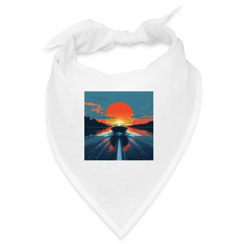 Boot im Sonnenuntergang - Bandana - Weiß - Vorne