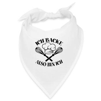Ich backe also bin ich - lustiger Bäckerspruch - Bandana - Weiß - Vorne
