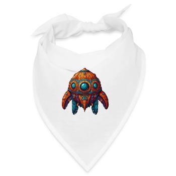 Buntes fantasievolles skurriles Raumschiff - Bandana - Weiß - Vorne