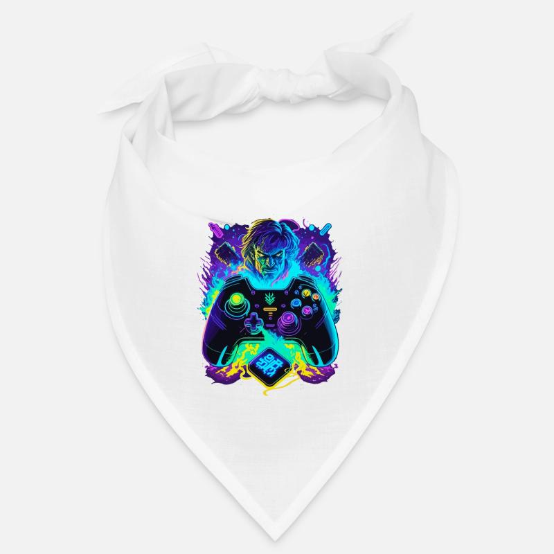 Neonfarben Graffiti Gamer Controller - Bandana - Weiß