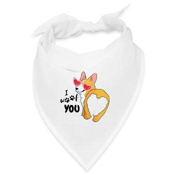 Glücklicher Corgi-Hund, ich liebe dich - Bandana - Weiß - Vorne