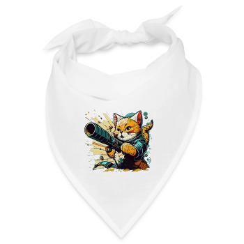 Katze und Bazooka - Bandana - Weiß - Vorne