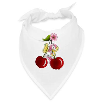 Pony Fee auf Kirsche mit Kirschblüten - Bandana - Weiß - Vorne