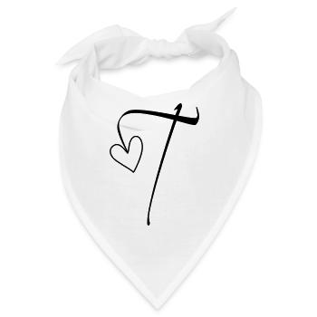 Buchstabe T Buchstabe-T Kalligrafie - Bandana - Weiß - Vorne