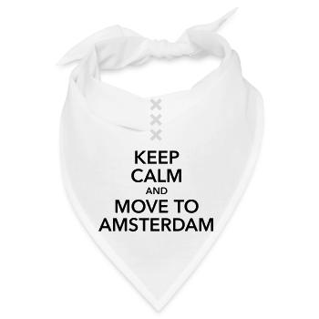 keep calm move to Amsterdam Holland Kreuz Cross - Bandana - Weiß - Vorne