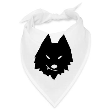 Wolfskopf Stilisiert - Bandana - Weiß - Vorne