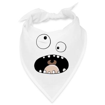 Funny Comic Monster Gesicht - Bandana - Weiß - Vorne