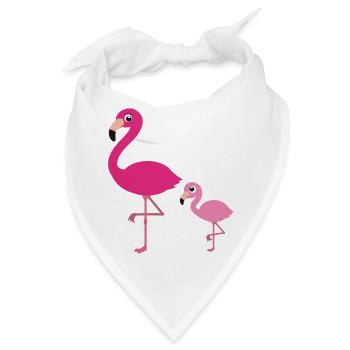 Flamingo Mutter mit Kind - Bandana - Weiß - Vorne