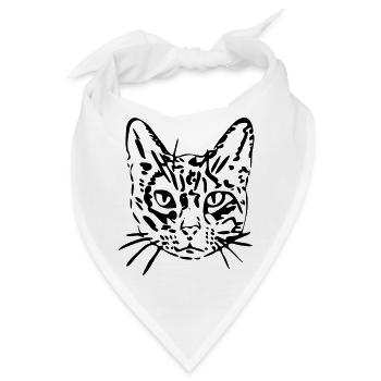 Katze, Mieze, Miezekatze, Geschenk, Geschenkidee - Bandana - Weiß - Vorne