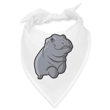 Hippo Nilpferd Flusspferd Dickhäuter Hippopotamus - Bandana - Weiß - Vorne