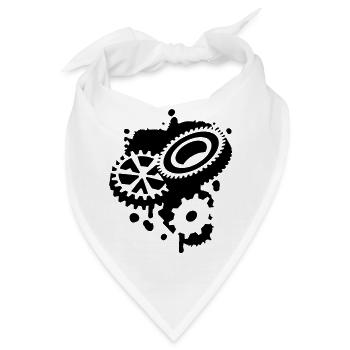 Drei Zahnräder als Graffiti - Bandana - Weiß - Vorne