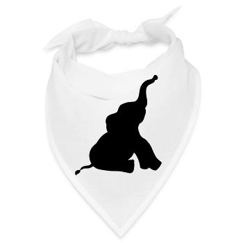 silhouette schatten umriss elefant klein sitzend s - Bandana - Weiß - Vorne