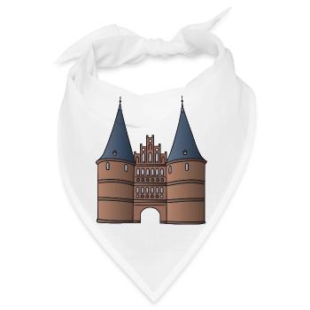 Holstentor Lübeck c - Bandana - Weiß - Vorne